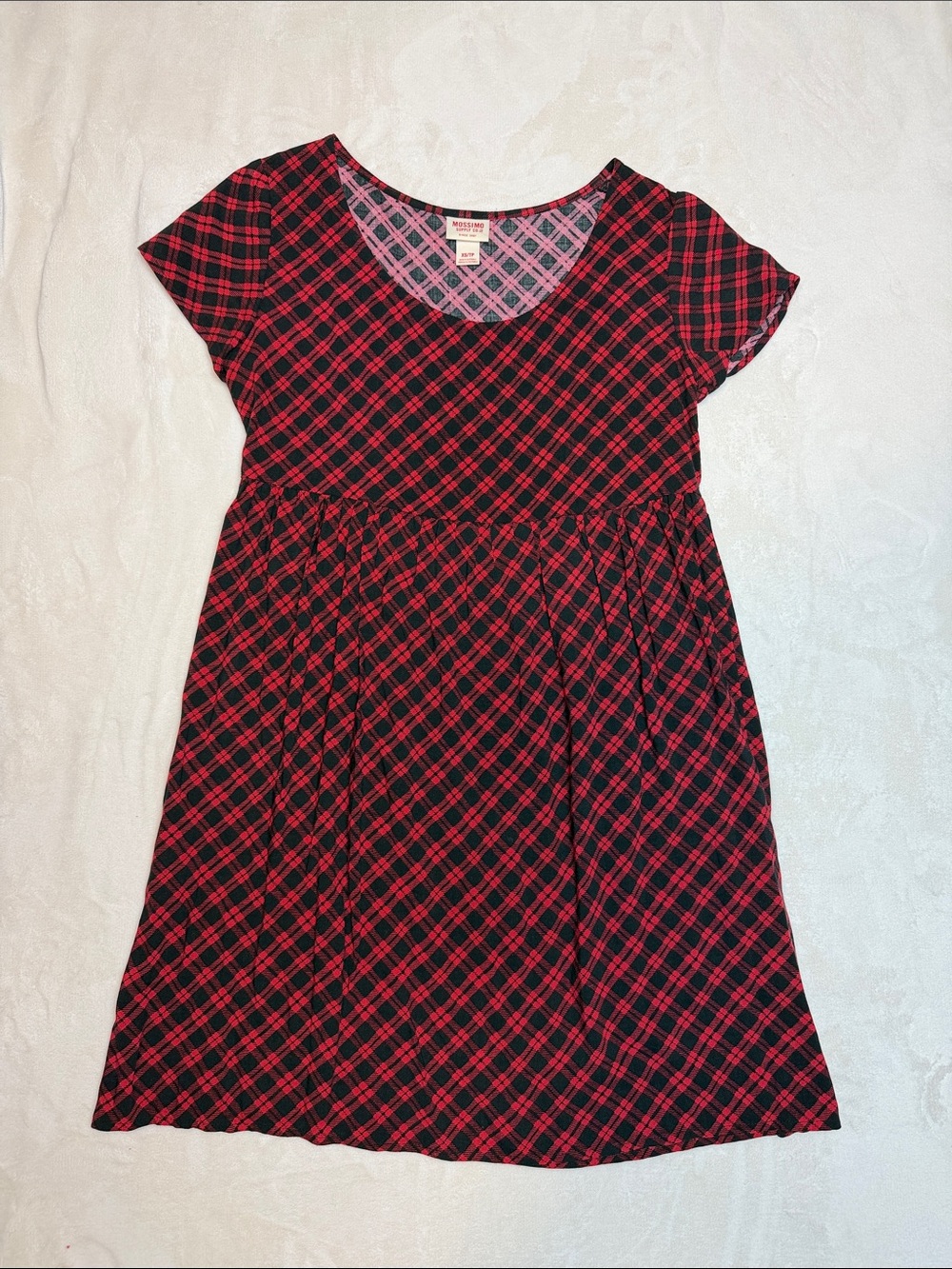Mossimo Supply Co Red and Black Buffalo Check Plaid Babydoll Dress